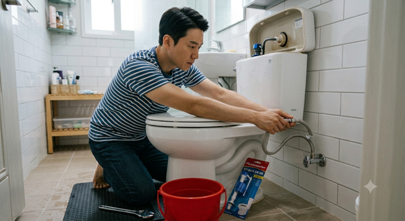 변기에서 쉬익~ 물 새는 소리? 급수밸브 고장일까｜셀프 교체 가능할까?!