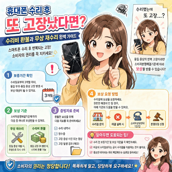 휴대폰 수리 후 또 고장났다면? 수리비 환불과 무상 재수리 완벽 가이드