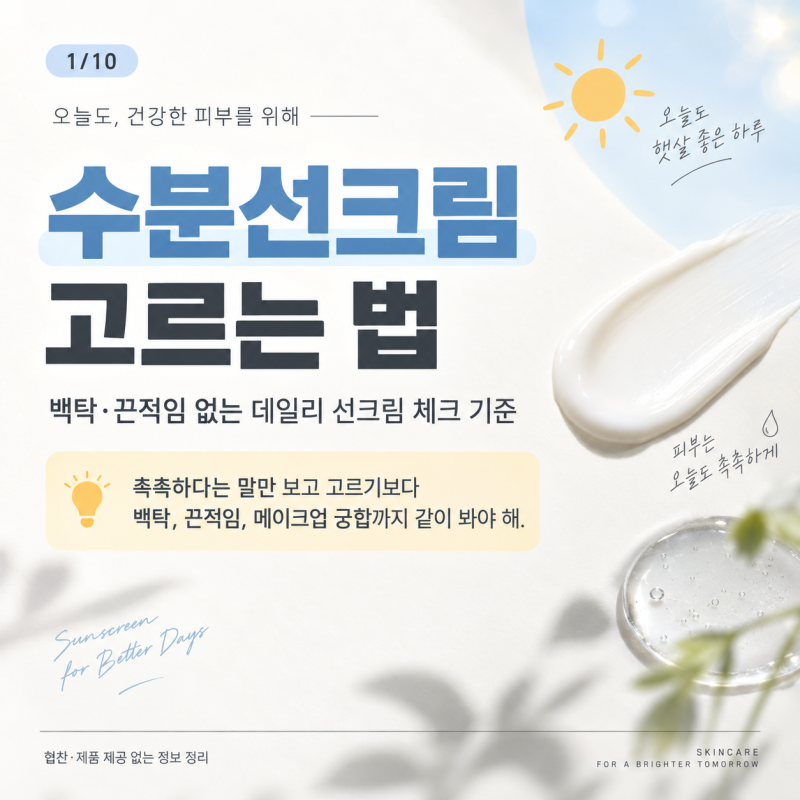 촉촉한선크림 수분선크림 추천 전 체크, 백탁·끈적임 없는 데일리 선크림 고르는 법
