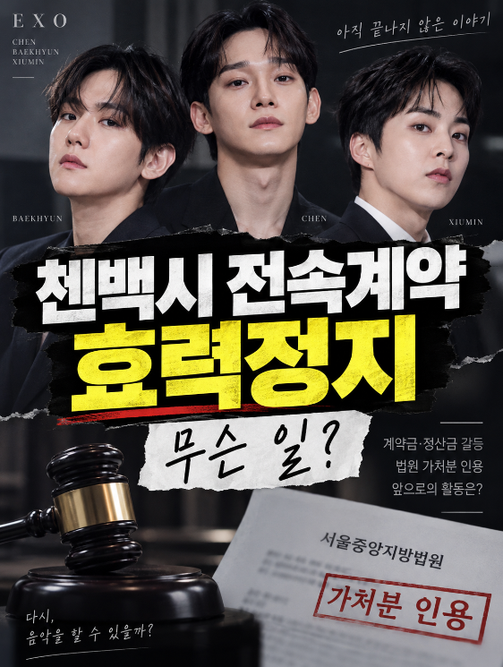 첸백시 전속계약 효력정지 무슨 일? 백현·첸·시우민 INB100 갈등 총정리