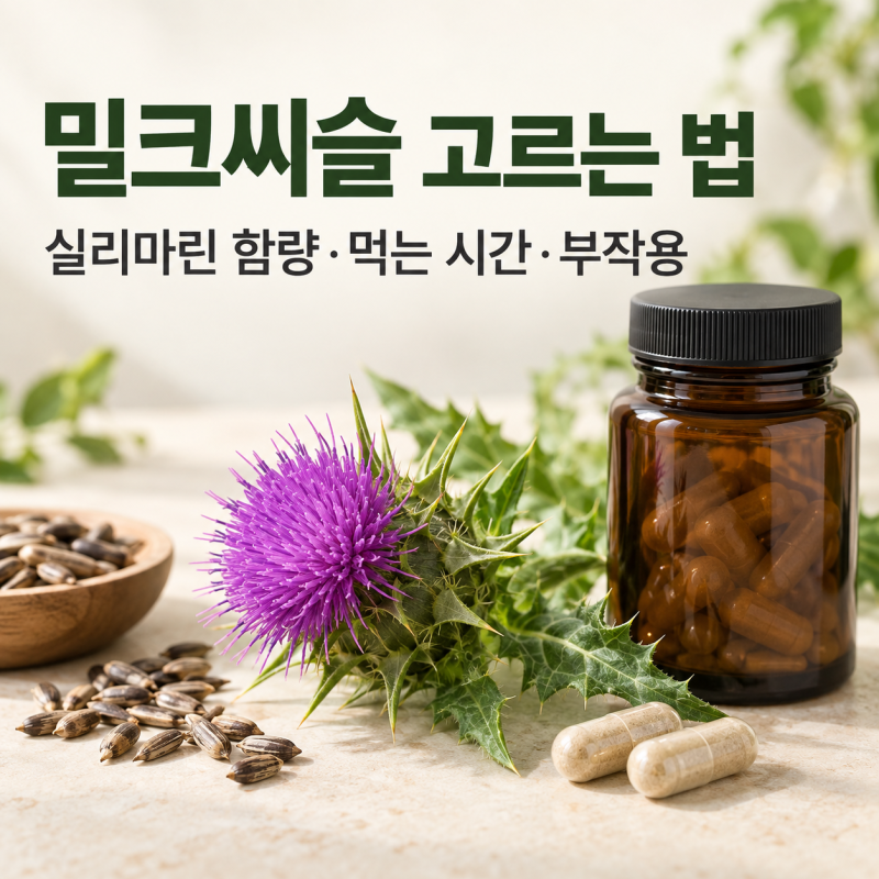밀크씨슬 고르는 법 7가지｜실리마린 함량·먹는 시간·부작용 총정리