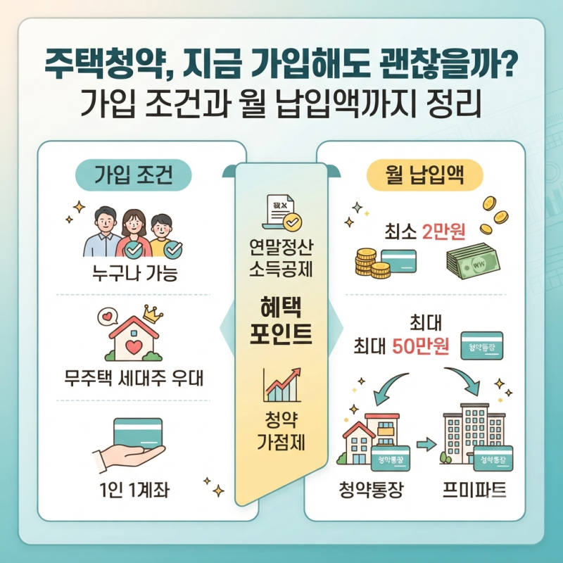 주택청약, 지금 가입해도 괜찮을까? 가입 조건과 월 납입액까지 정리