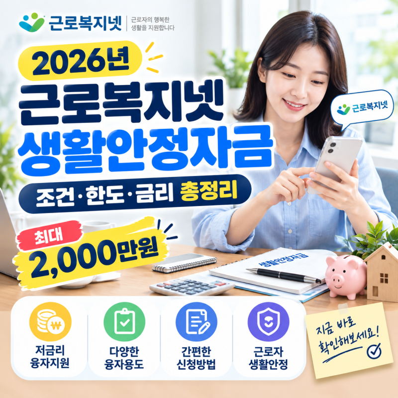 근로복지넷 생활안정자금 총정리｜2026년 근로자 대출 조건·한도·금리·신청방법
