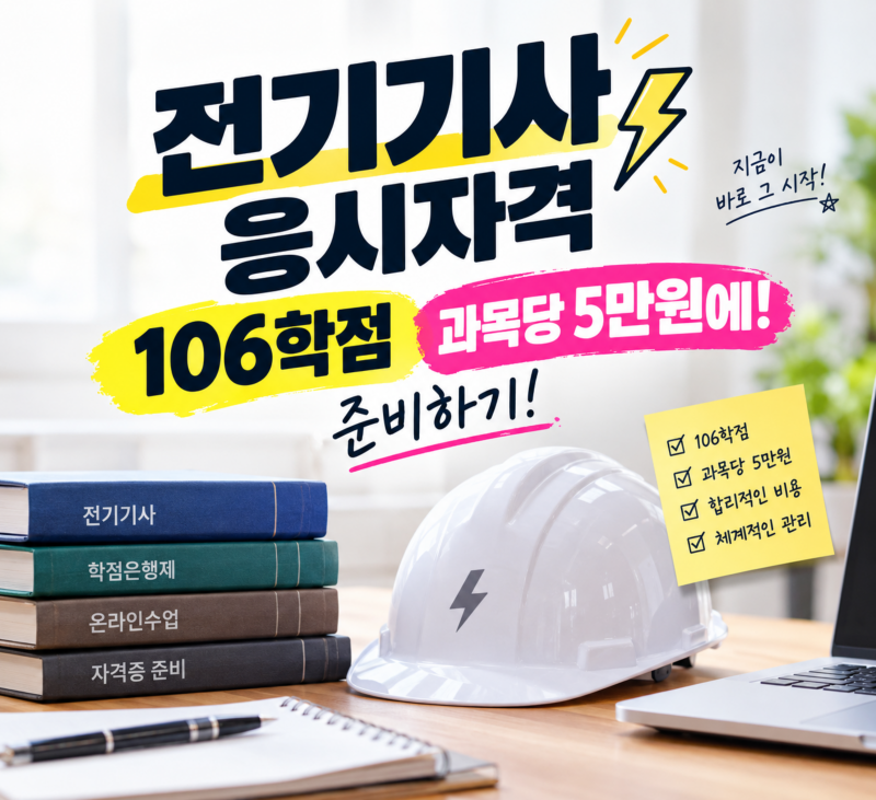 전기기사 응시자격 106학점 과목당 5만원에 준비하기!
