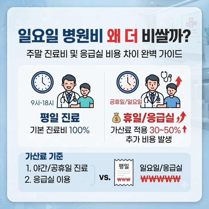 일요일 병원비 왜 더 비쌀까? 주말 진료비 및 응급실 비용 차이 완벽 가이드