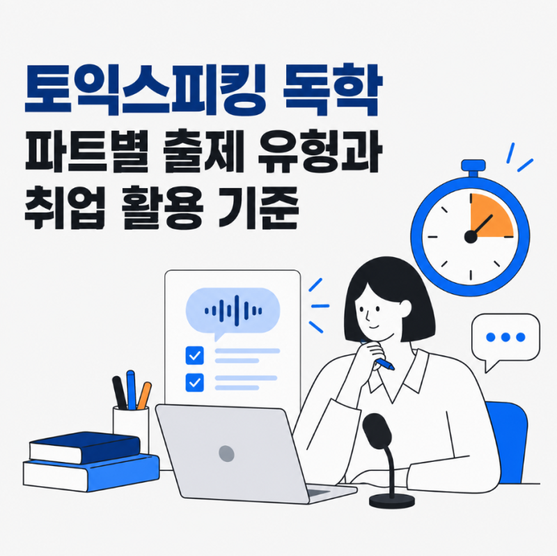 토익스피킹 독학 IH 이상 목표, 파트별 출제 유형과 취업 활용 기준