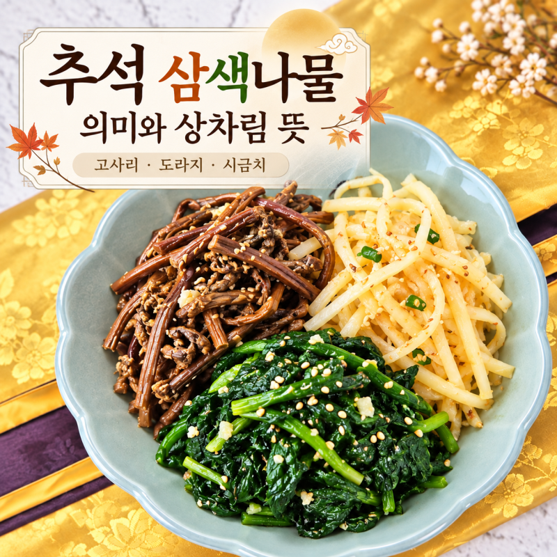 추석 명절 음식 삼색나물 의미 고사리 도라지 시금치 왜 올릴까