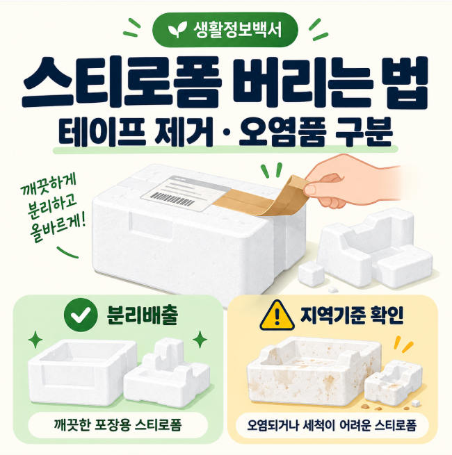 스티로폼 버리는 법｜테이프 제거·오염품은 종량제·마대 확인