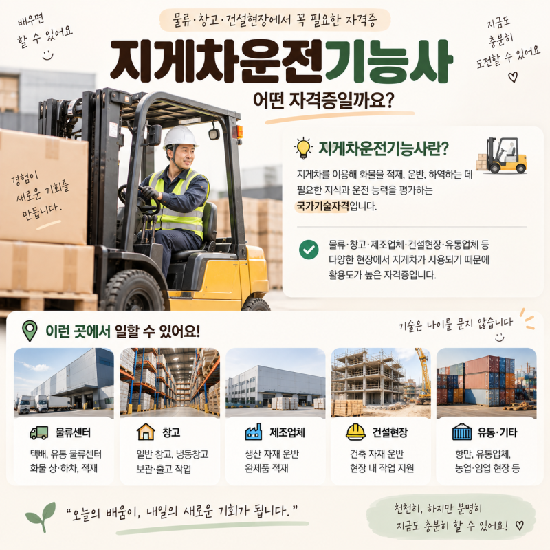 지게차운전기능사 따면 취업될까?｜40·50대 시험·비용·국비지원·취업 현실