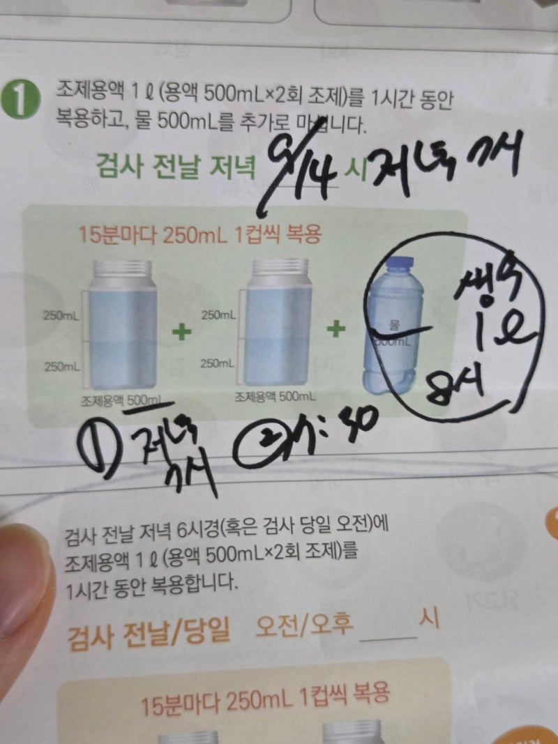 비수면 대장내시경 솔직 후기 !장정결제 검은 이물질 발견 썰