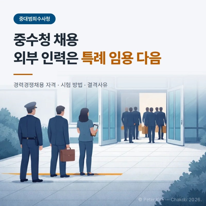 중수청 채용 자격 조건 총정리 (외부 경력채용은 특례 임용 다음 순서)