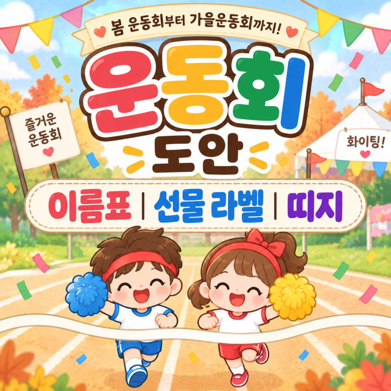 운동회 도안｜유치원 어린이집 이름표 선물 라벨 띠지