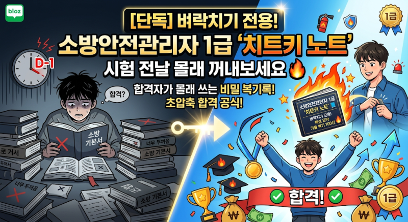 소방안전관리자 1급 벼락치기 합격생들이 시험 전날 몰래 꺼내보는 치트키 노트