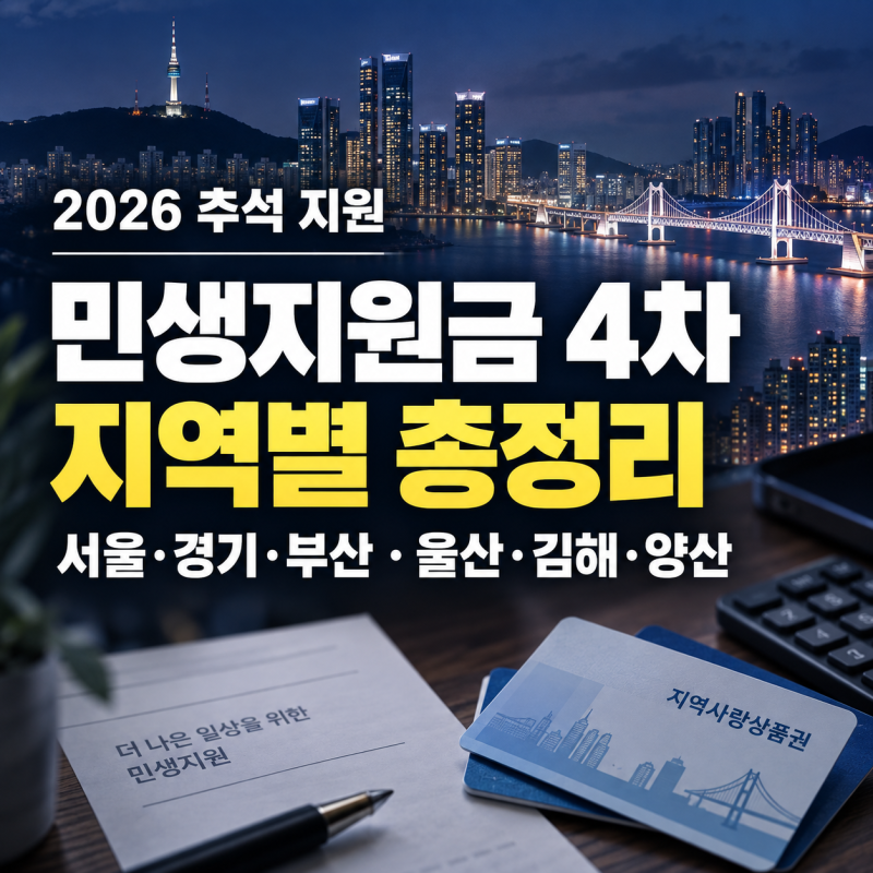 2026 민생지원금 4차 경기도·서울·부산 총정리｜울산·김해·양산 추석 민생지원금까지