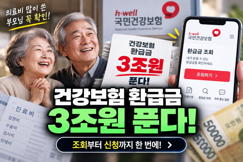 의료비 많이 쓴 부모님 꼭 확인! 건강보험 환급금 3조원 푼다, 조회부터 신청까지