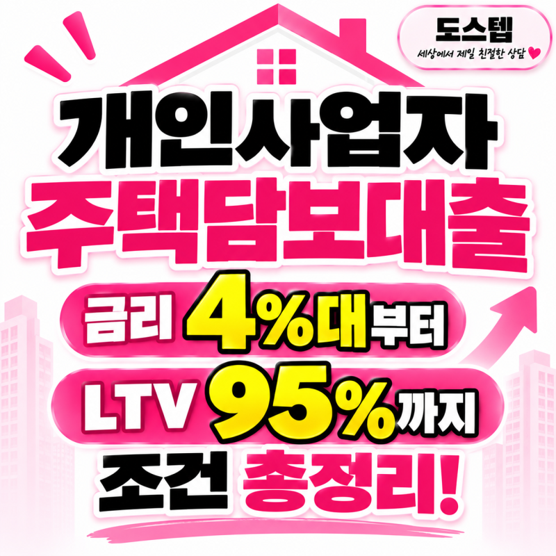 개인사업자 주택담보대출 금리 4%대부터 LTV 95%까지 조건 총정리!