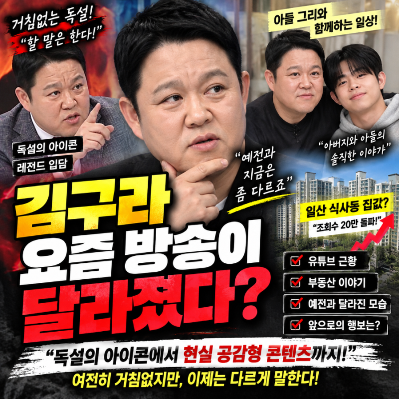 김구라 요즘 방송이 달라졌다? 독설의 아이콘에서 현실 공감형 콘텐츠까지