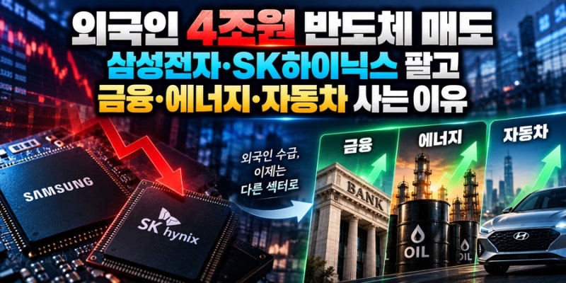외국인 4조원 반도체 매도｜삼성전자·SK하이닉스 팔고 금융·에너지·자동차 사는 이유