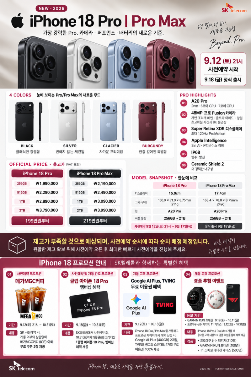 SKT 아이폰18pro 사전예약 (판매점) 완료 후기 ⋆｡˚ 사전예약 방법 / 출고가 / 사은품,혜택 총....