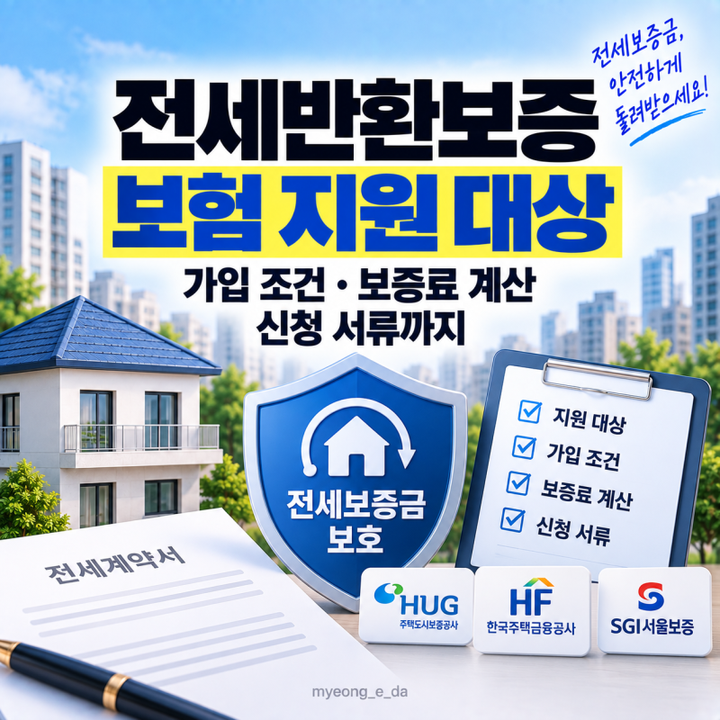 전세반환보증 보험 지원 대상과 가입 조건 보증료 계산과 신청 서류