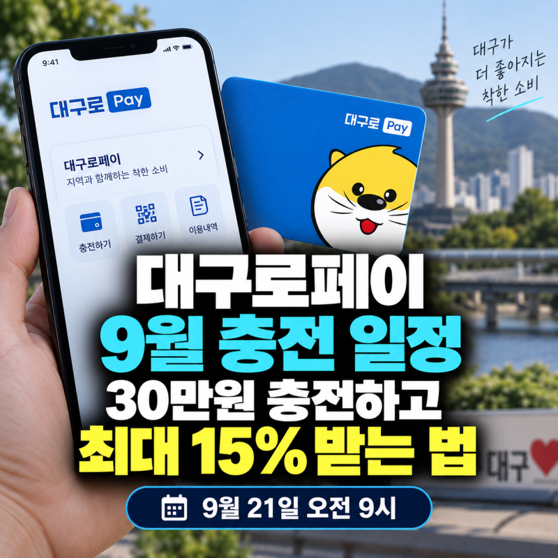 대구로페이 9월 충전 일정, 30만원 충전하고 최대 15% 받는 법