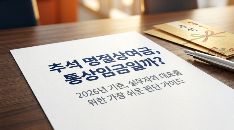 추석 명절상여금도 통상임금일까? 2026년 기준 지급조건별 정리