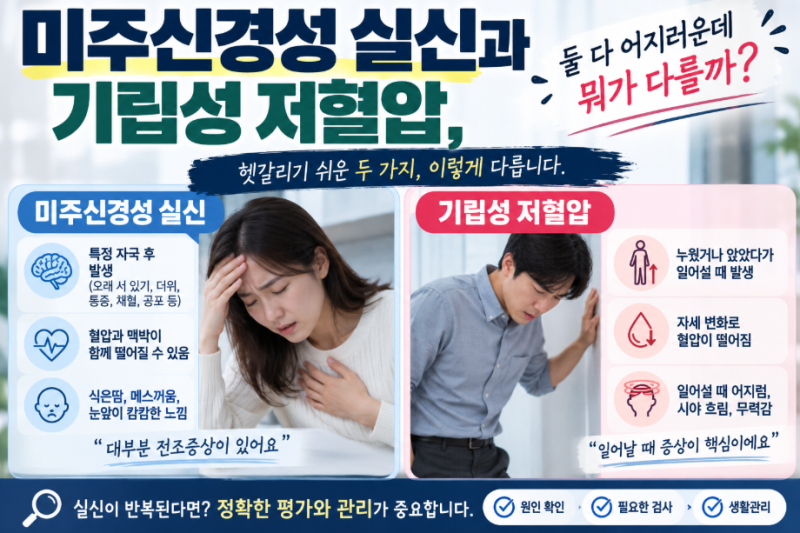 미주신경성 실신과 기립성 저혈압, 둘 다 어지러운데 뭐가 다를까?