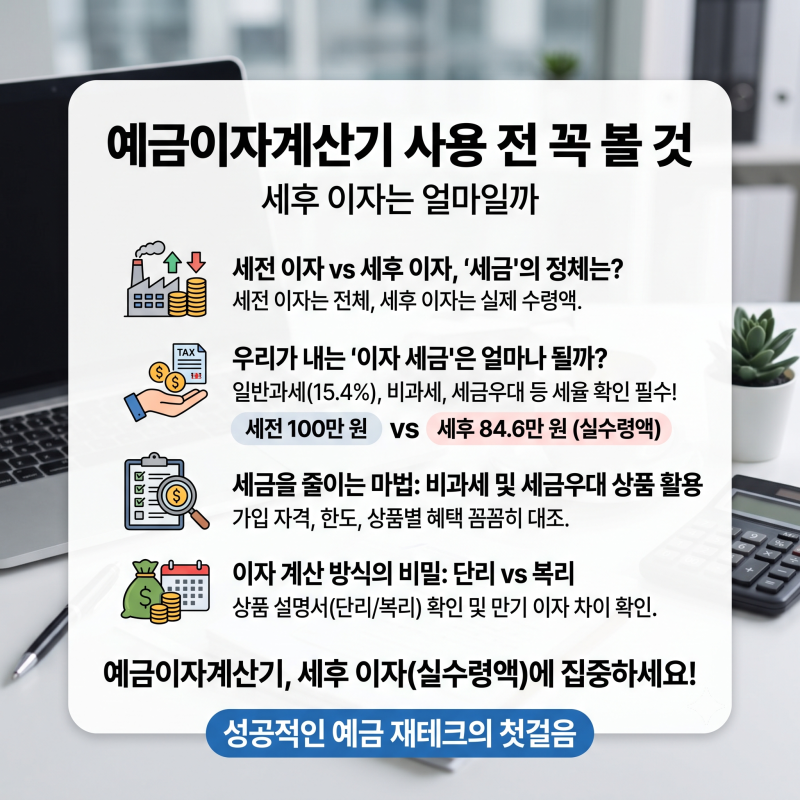 예금이자계산기 사용 전 꼭 볼 것, 세후 이자는 얼마일까