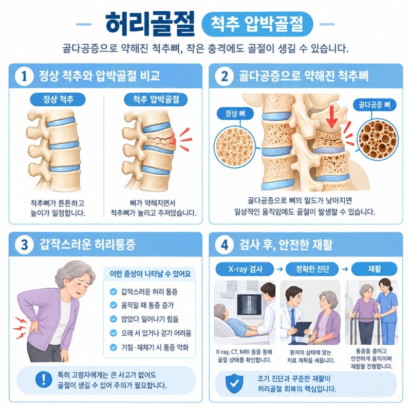 어르신에게 흔한 척추 압박골절의 원인·증상·치료·재활·예방법 총정리