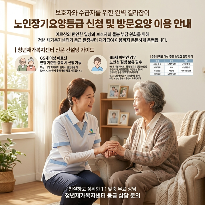 부모님 돌봄 걱정 끝! 2026 노인장기요양보험 신청 절차 및 청년재가복지센터 혜택 안내