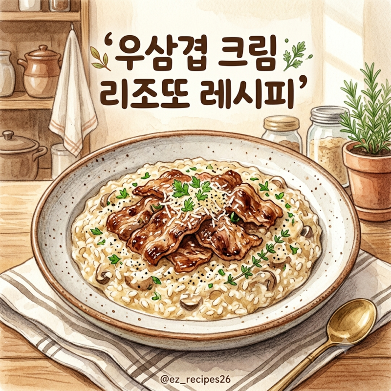 생크림 없이 15분 완성! 꾸덕한 우삼겹 크림 리조또 황금레시피