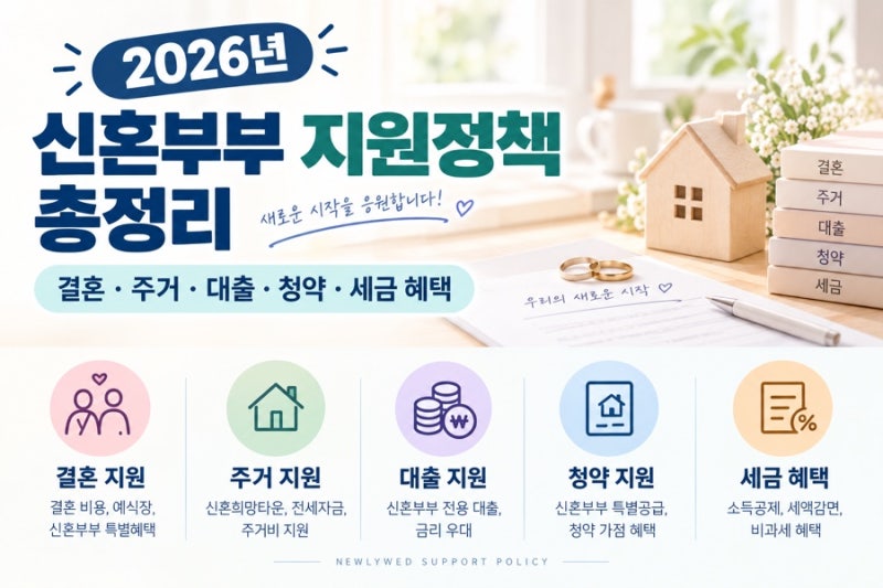 2026년 신혼부부 지원정책 총정리｜결혼·주거·대출·청약·세금 혜택