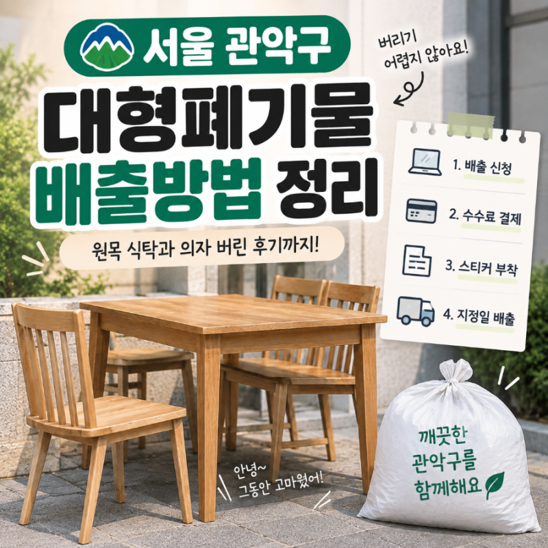서울 관악구 대형폐기물 배출 방법 정리 식탁과 의자 버렸어요!