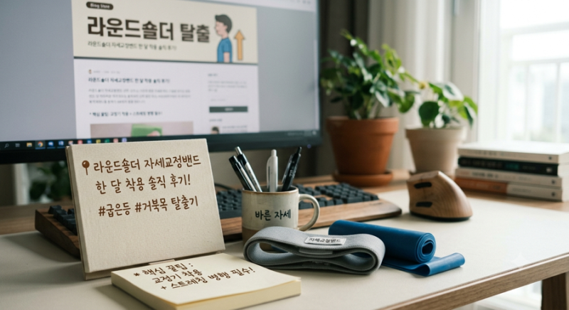 라운드숄더 자세교정밴드 한 달 사용 후기! 굽은등 탈출 가능할까?