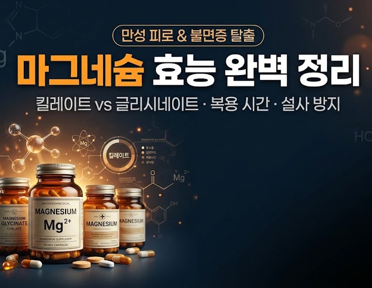 [영양제 추천] 마그네슘 효능과 킬레이트 vs 글리시네이트 차이점! 눈떨림·불면증 복용 시간 ....