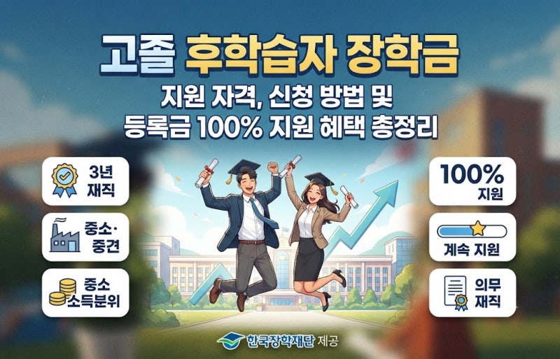[고졸 후학습자 장학금] 지원 자격, 신청 방법 및 등록금 100% 지원 혜택 총정리