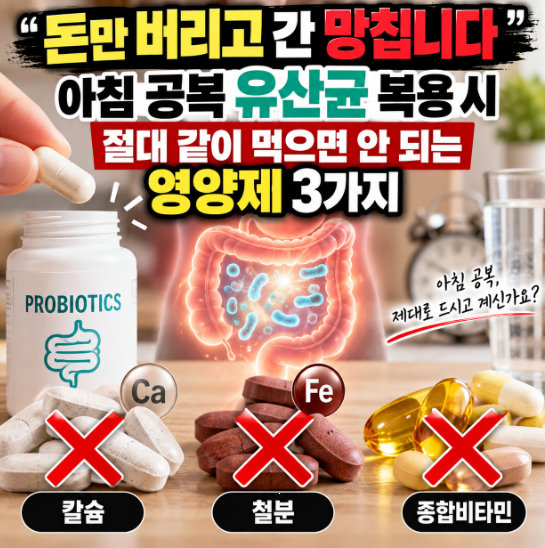 "돈만 버리고 간 망칩니다" 아침 공복 유산균 복용 시 절대 같이 먹으면 안 되는 영양제 3가지