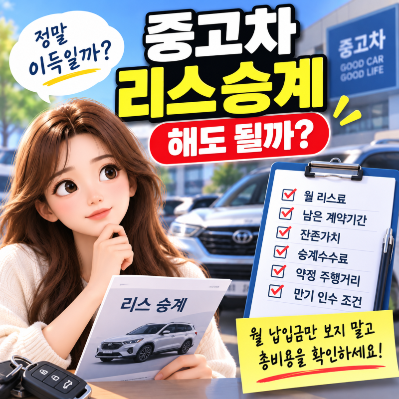 중고차 리스 승계해도 될까? 인수 전 꼭 확인할 비용과 주의사항