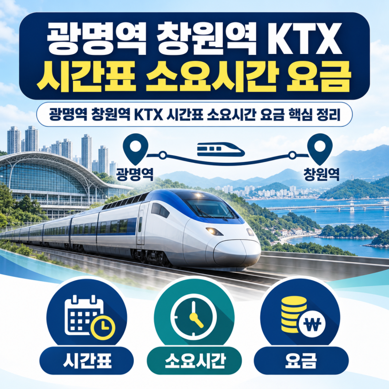 광명역 창원역까지 기차 KTX 시간표는 코레일에서 소요시간이랑 같이 봐야함
