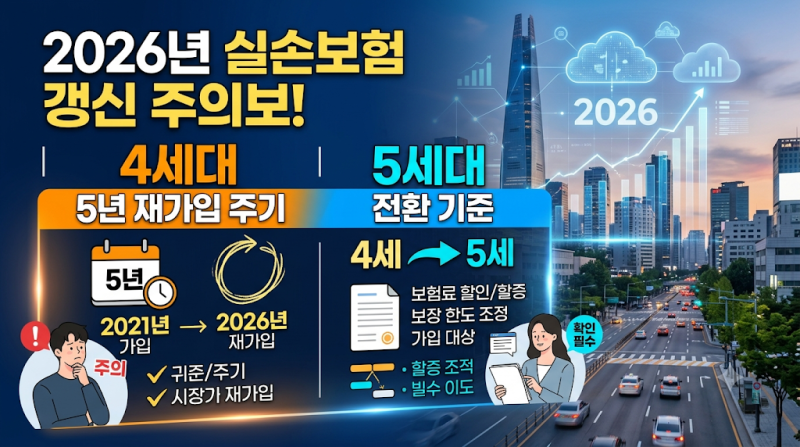 2026년 실손보험 갱신 주의보, 4세대 5년 재가입 주기와 5세대 전환 기준