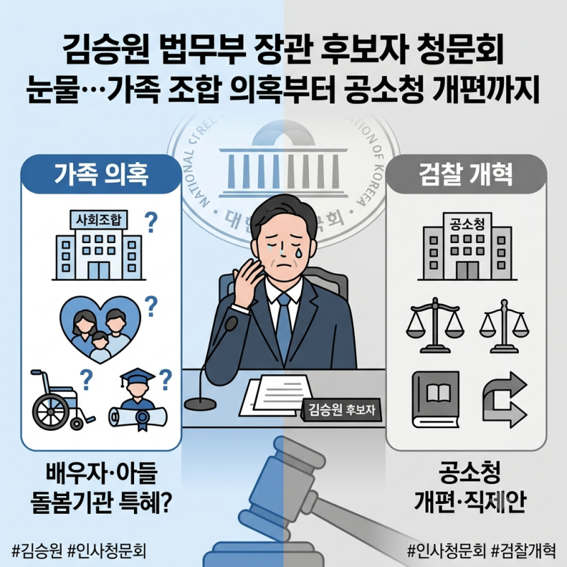 김승원 법무부 장관 후보자 청문회 눈물…가족 조합 의혹부터 공소청 개편까지