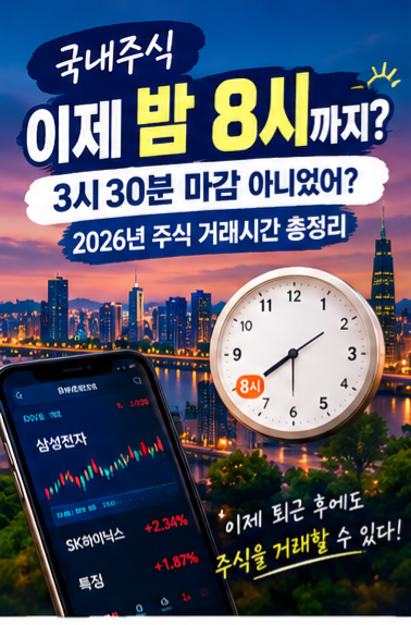 국내주식 이제 밤 8시까지? 3시30분 마감 아니었어? 2026년 주식 거래시간 총정리