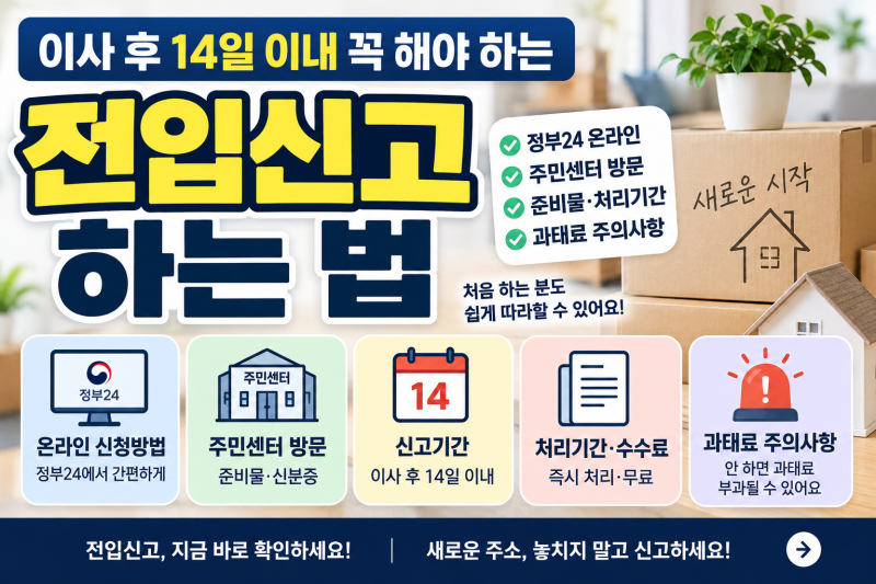 전입신고 하는 법｜정부24 온라인 신청·준비물·처리기간 쉽게 정리