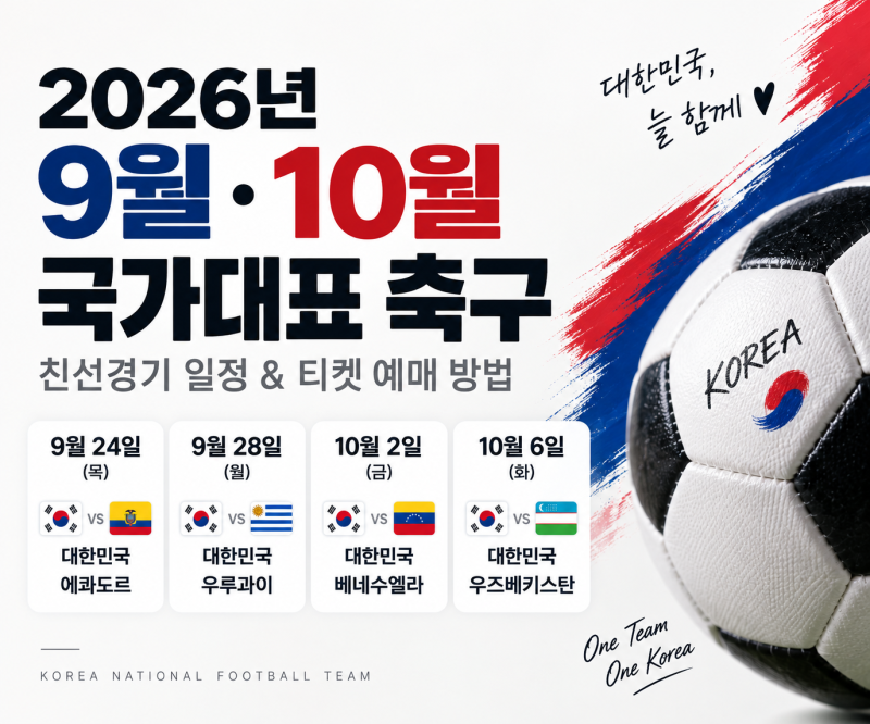 2026년 9·10월 축구 국가대표 티켓 예매 방법｜PlayKFA 예매 일정 총정리