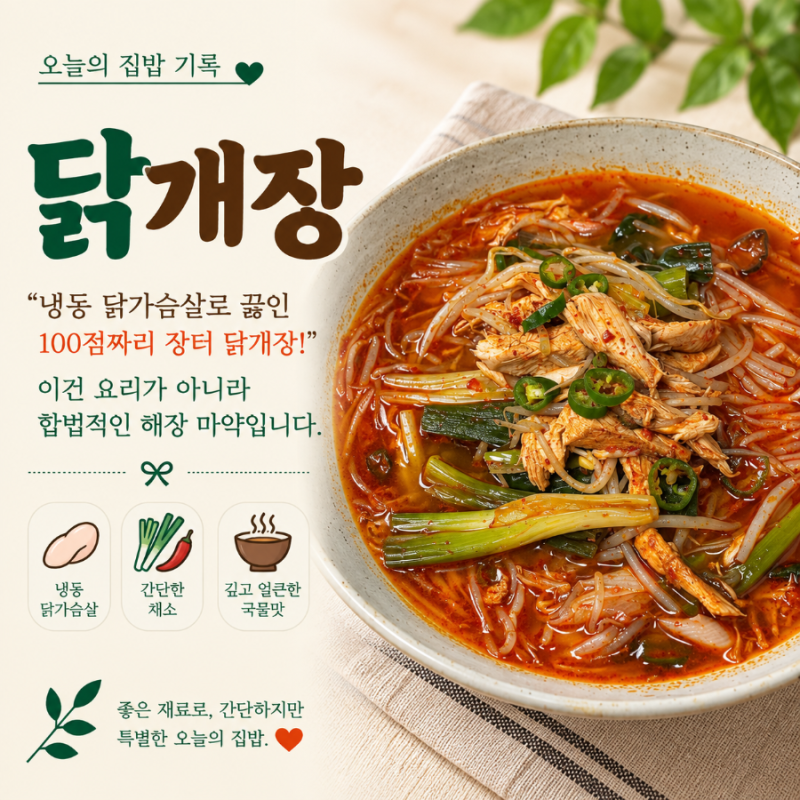 닭개장 : 냉동 닭가슴살로 끓인 100점짜리 장터 닭개장! 이건 요리가 아니라 합법적인 해장 마....
