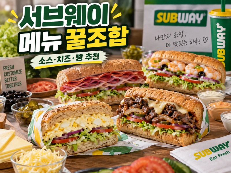 서브웨이 메뉴 꿀조합 총정리｜에그마요·비엠티·스테이크·쉬림프 빵·치즈·소스 추천
