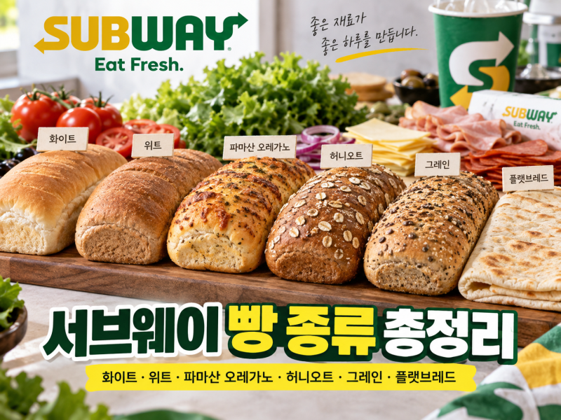 서브웨이 빵종류 총정리｜화이트·위트·파마산 오레가노·허니오트·그레인·플랫브레드 차....