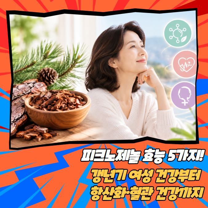 피크노제놀 효능 5가지! 갱년기 여성 건강부터 항산화·혈관 건강까지
