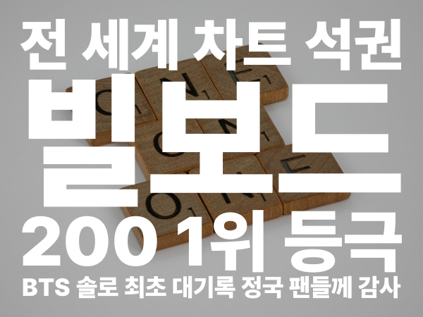 방탄소년단 정국, 솔로 앨범 빌보드 200 첫 1위…새 역사 썼다