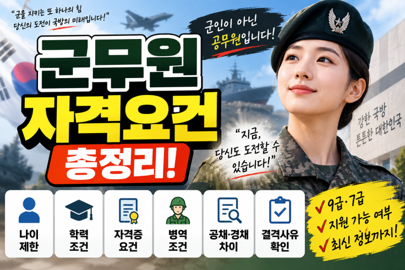 2026 군무원 자격요건 총정리｜9급·7급 나이·학력·자격증·병역조건